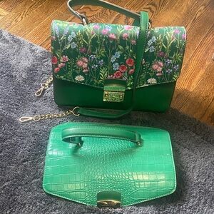 Floral Green Handbag Set
